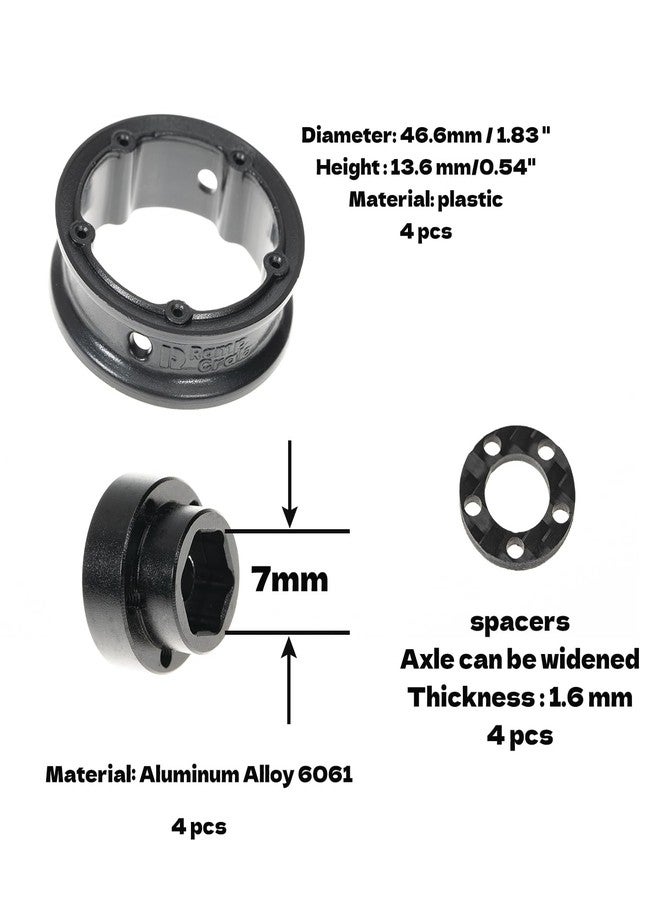 RampCrab 1.8" (46mm) Super Wheels, Carbon Fibre Beadlock Wheels, fit fot SCX24, TRX4M, FCX24, FCX24M, CR18P, Style H - Image 3